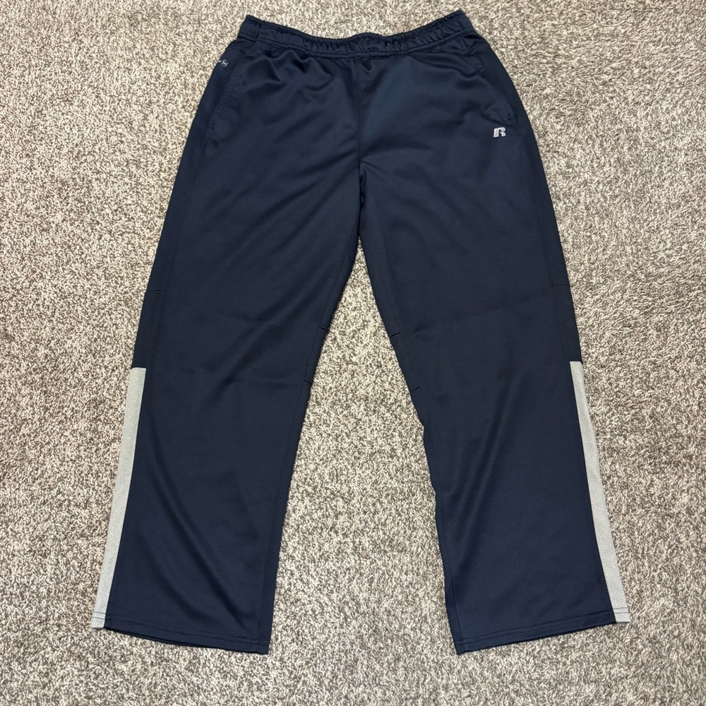 Vintage Russell Athletic Track Pants Mens Large Navy Blue Lined Ankle Zip Y2K